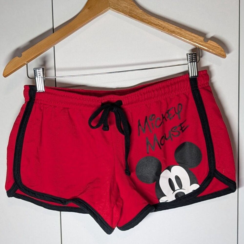 Disney Mickey Mouse Red Lounge Shorts Small Drawstring Graphic Pajama Shorts